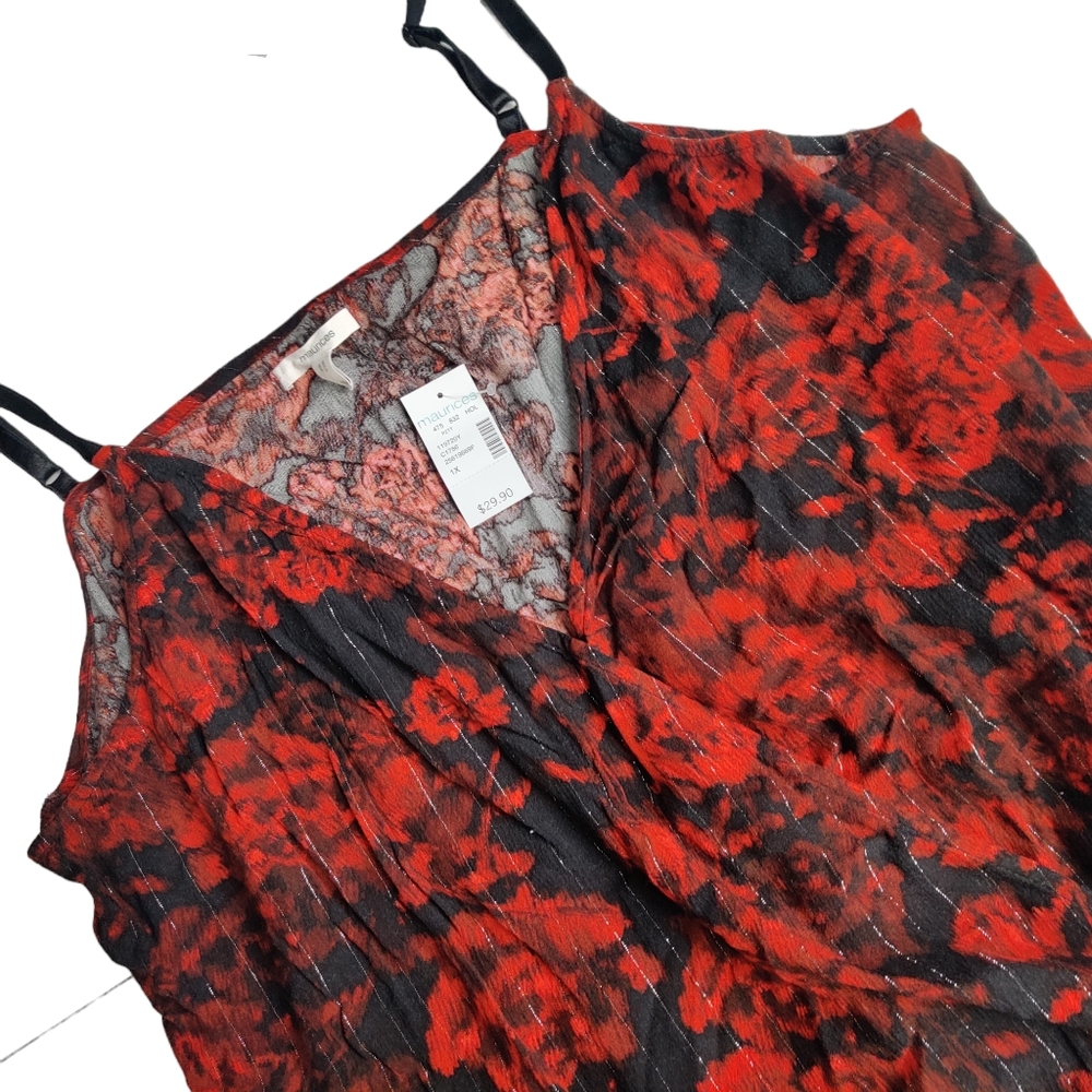 Maurices women's red and black sleeveless top size 1X NWT